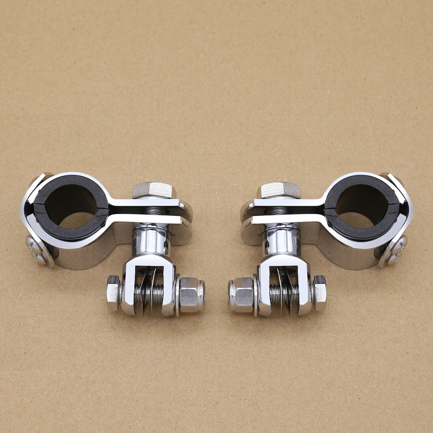 1"-1 1/4" Highway Foot Pegs Mount Kit Clamps Bracket for Harley Honda Yamaha - Image 2