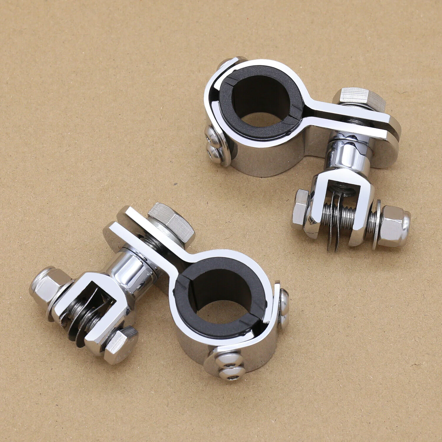 1"-1 1/4" Highway Foot Pegs Mount Kit Clamps Bracket for Harley Honda Yamaha - Image 3