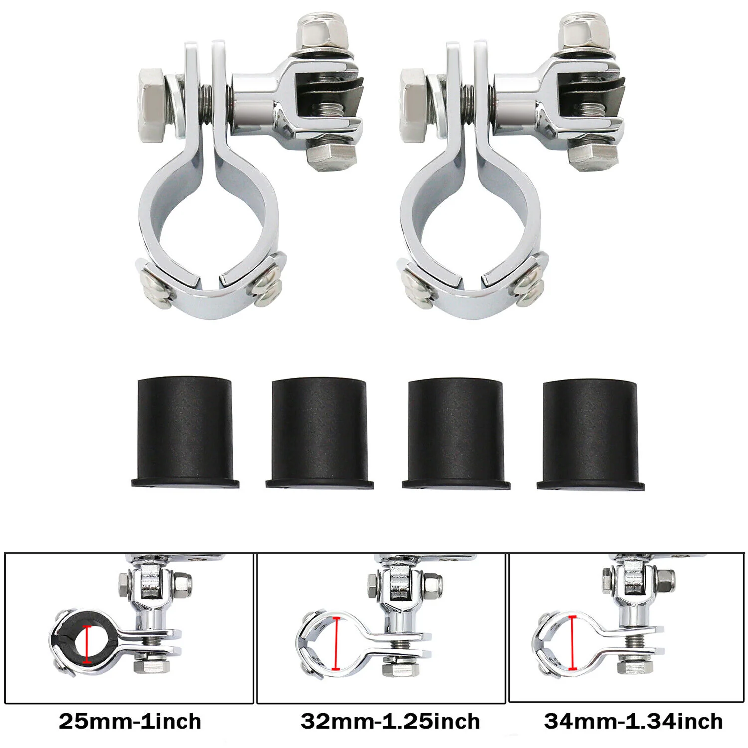 1"-1 1/4" Highway Foot Pegs Mount Kit Clamps Bracket for Harley Honda Yamaha - Image 7