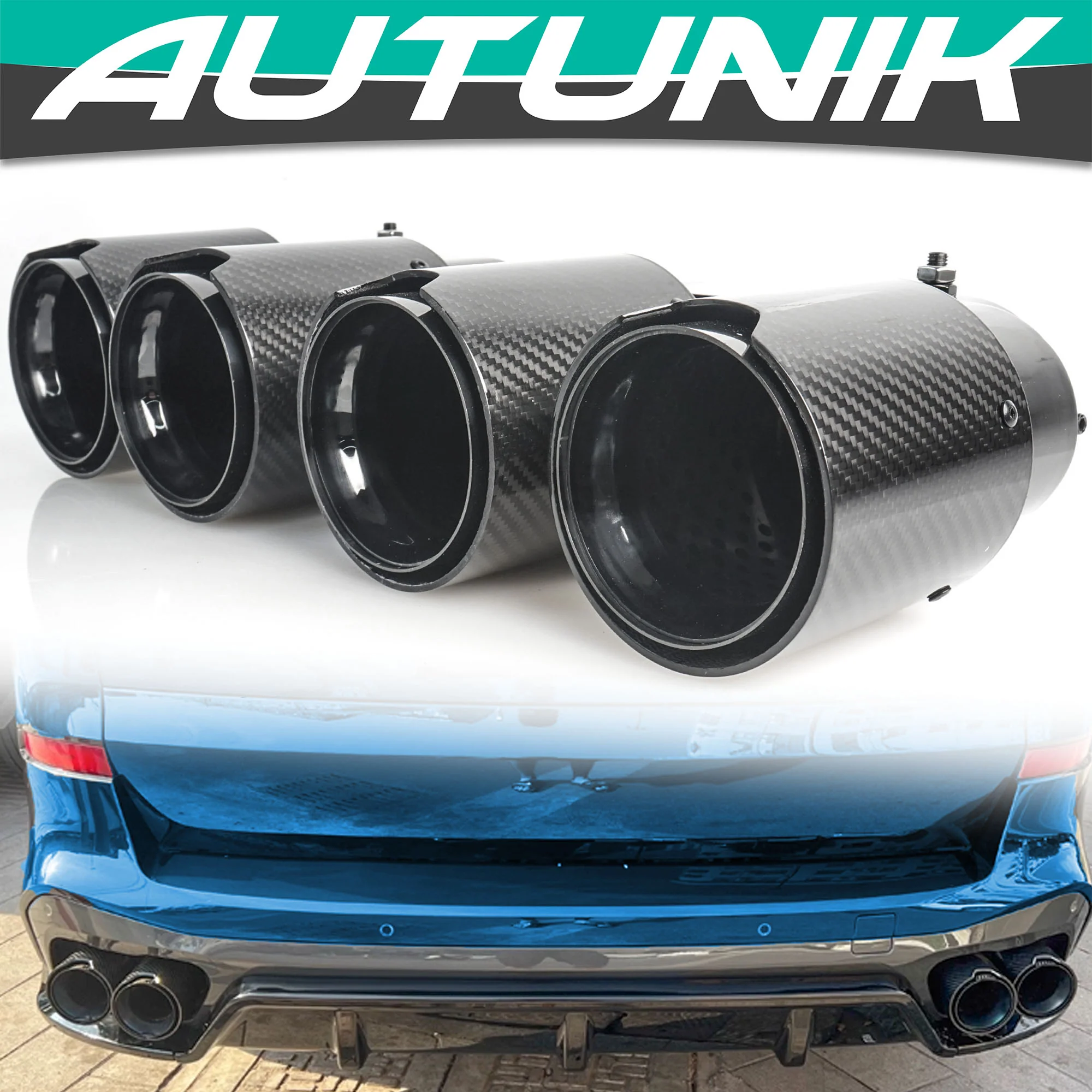 1 Pair L+R Carbon Fiber Exhaust Tip Replace For BMW G05 X5 G06 X6 G07 X7 2019-2026 40i M-Sport Only