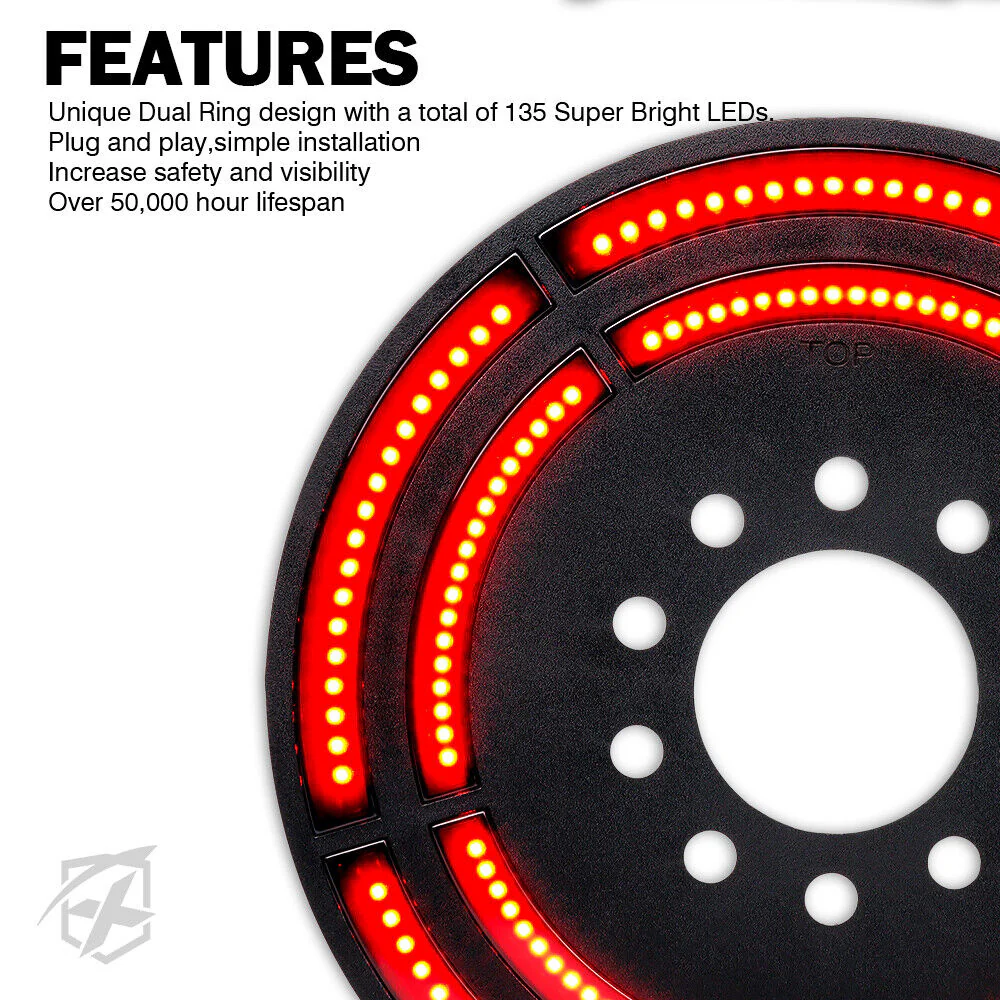 14" Spare Tire Brake Light LED 3rd Rear Wheel Lamp For 2007-2022+ Jeep Wrangler JK JL - Image 3
