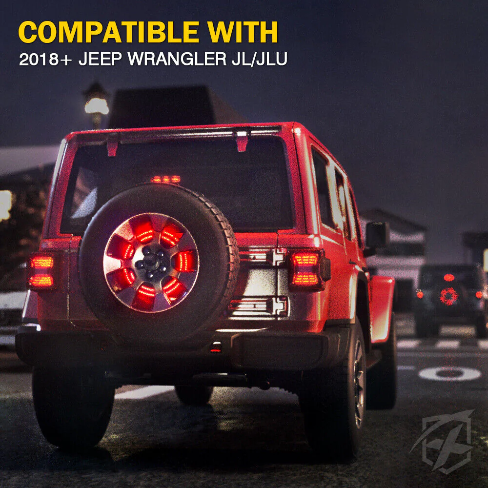 14" Spare Tire Brake Light LED 3rd Rear Wheel Lamp For 2007-2022+ Jeep Wrangler JK JL - Image 5