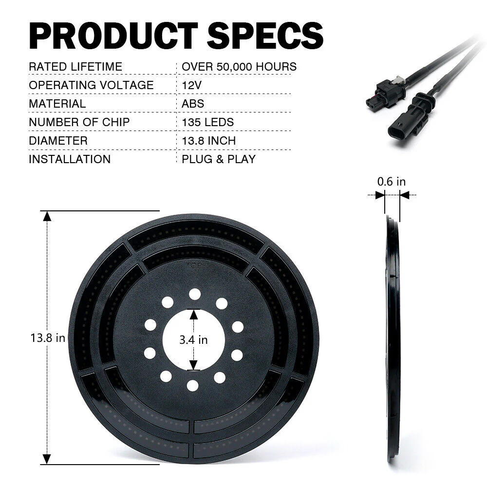 14" Spare Tire Brake Light LED 3rd Rear Wheel Lamp For 2007-2022+ Jeep Wrangler JK JL - Image 7