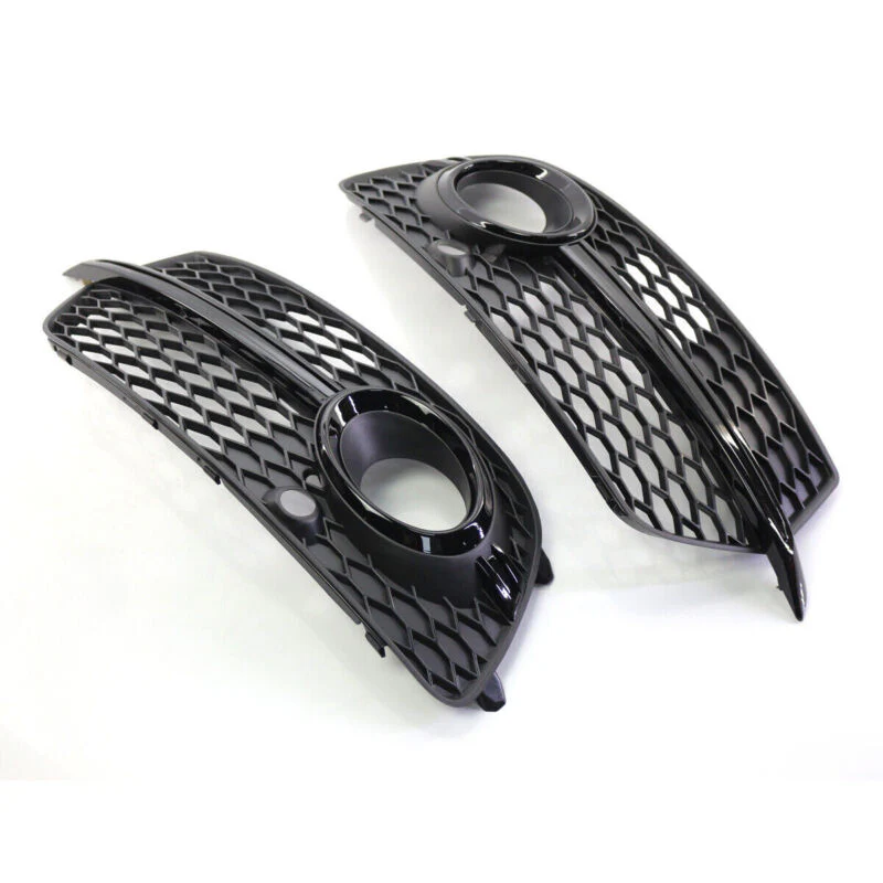 Pair L+R For Audi Q5 S-Line SQ5 2013-2017 Gloss Black Front Fog Light Lamp Grille Cover - Image 3