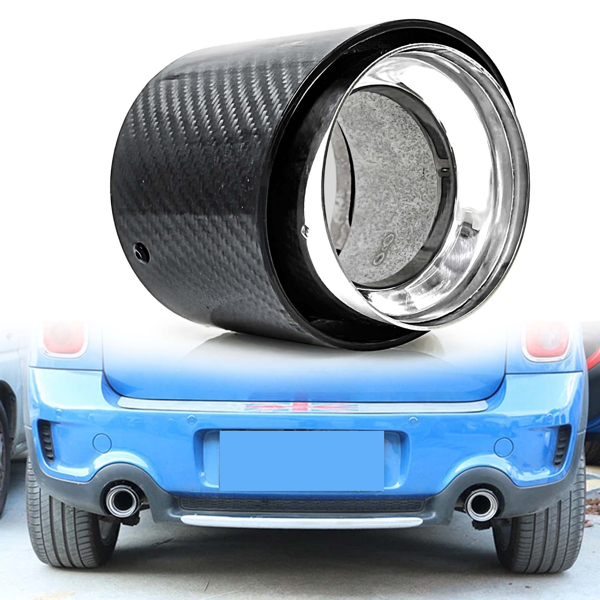 1x 85mm Carbon Exhaust Tip For MINI Cooper F55 F54 F56 F60 R55 R56 R57 R58 R60