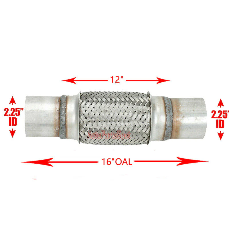 2.25" Inlet/Outlet Exhaust Flex Pipe , Length 8" 10" 12" 14'' 16'' Heavy Duty Stainless Steel 8"-16" OL - Image 10