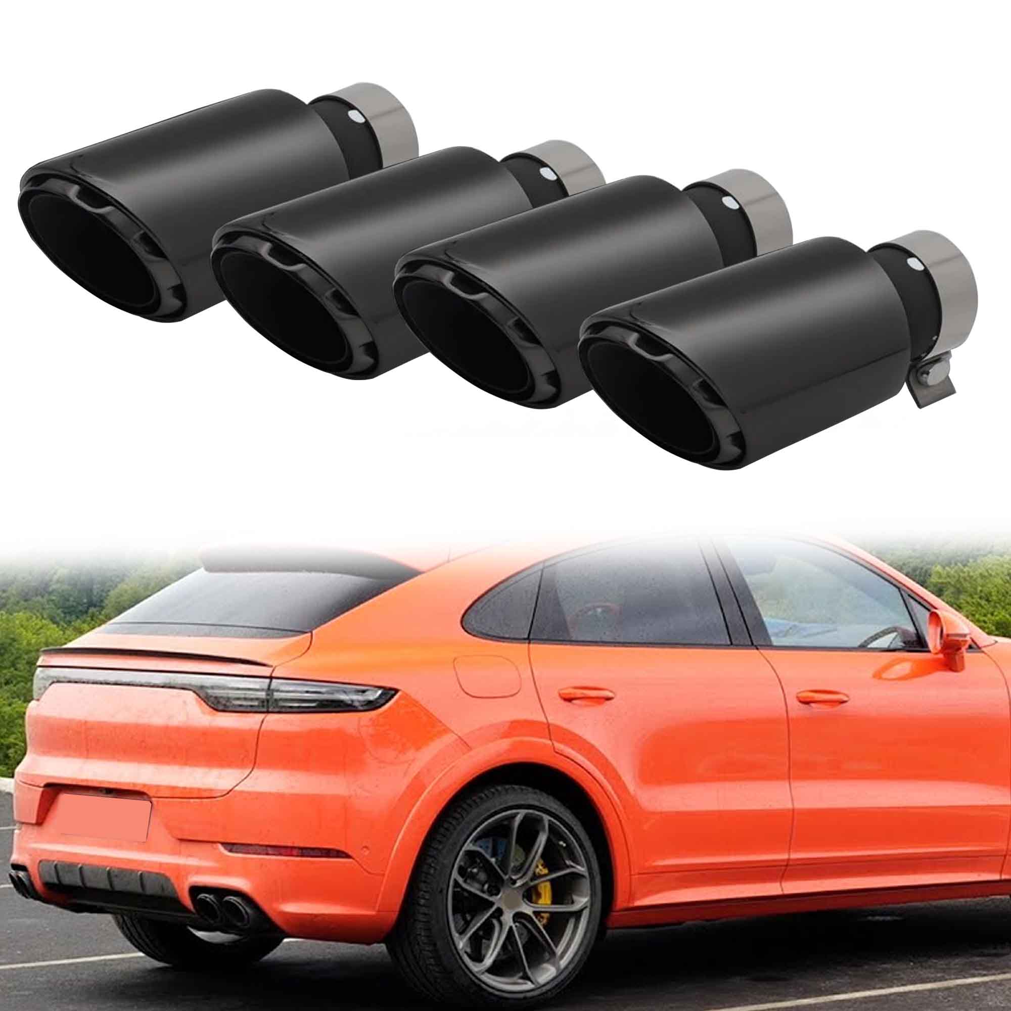 2.5 Inch Inlet Sport Muffler Tail Tip Exhaust Pipe Black for Porsche Cayenne 2019-2024 - Image 6