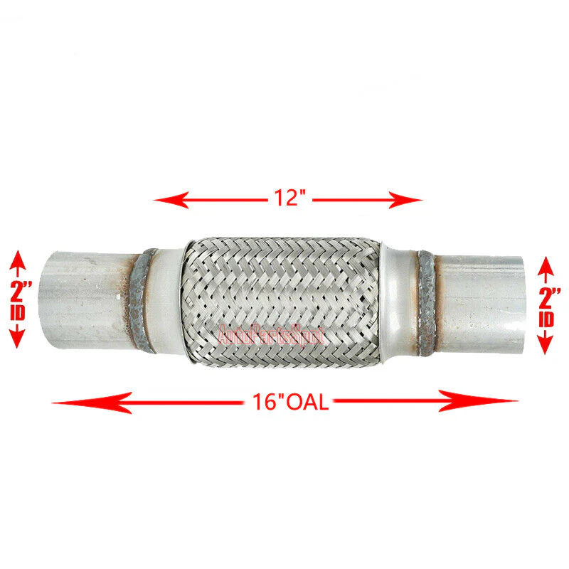 2" Inlet/Pitlet Exhaust Flex Pipe, Lenght 8'' 10'' 12'' 14'' 16'' Heavy Duty Stainless Steel - Image 10