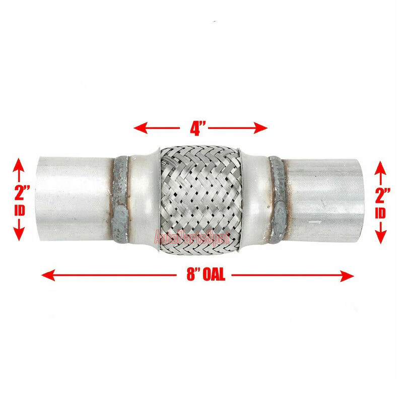 2" Inlet/Pitlet Exhaust Flex Pipe, Lenght 8'' 10'' 12'' 14'' 16'' Heavy Duty Stainless Steel - Image 6