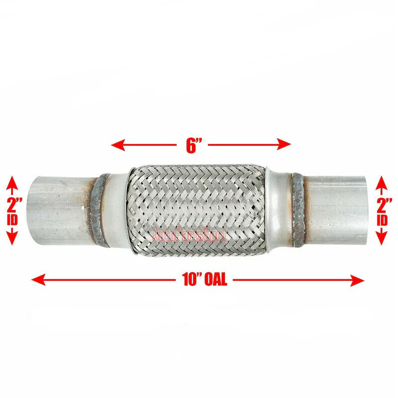 2" Inlet/Pitlet Exhaust Flex Pipe, Lenght 8'' 10'' 12'' 14'' 16'' Heavy Duty Stainless Steel - Image 7