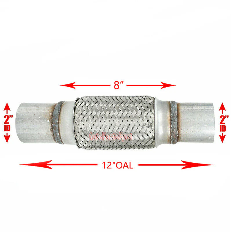 2" Inlet/Pitlet Exhaust Flex Pipe, Lenght 8'' 10'' 12'' 14'' 16'' Heavy Duty Stainless Steel - Image 8