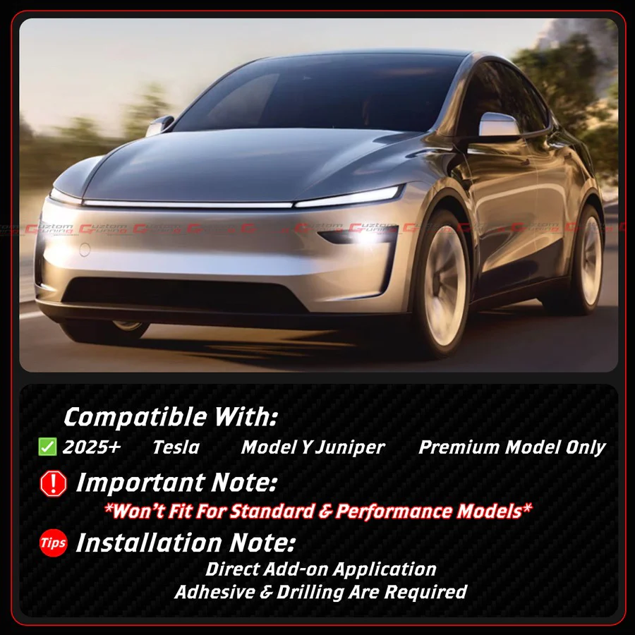2 Piece For 2025-2026 Tesla Model Y Juniper Gloss Black Shark Fin Rear Bumper Diffuser Kit - Image 3