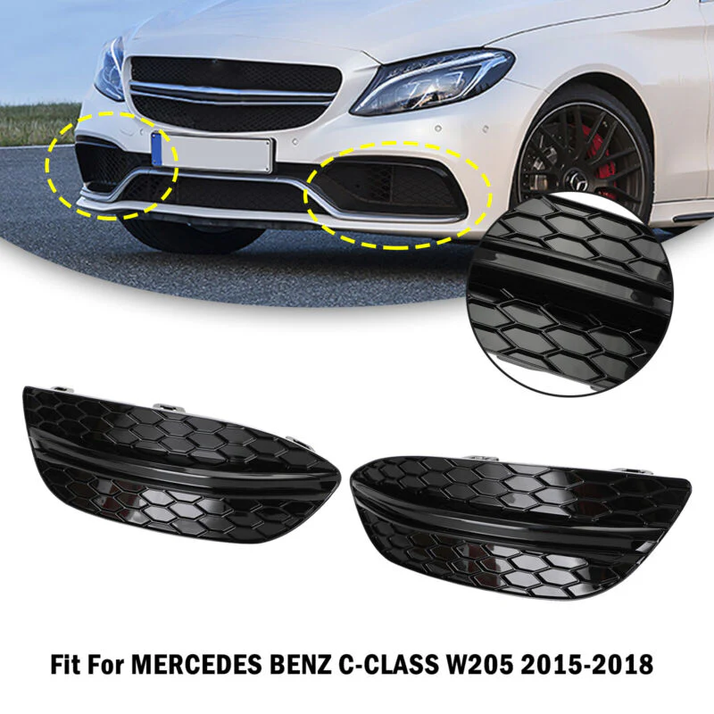 Front Fog Light Cover Grill For Mercedes C-Class W205 C250 C300 C350 Non-AMG 2015-2018 - Image 4