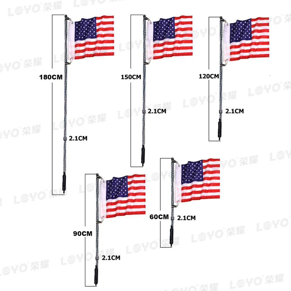 2PCS 5FT 6FT RGB Spiral LED Whip Lights Antenna Chase + Flag for ATV UTV - Image 6