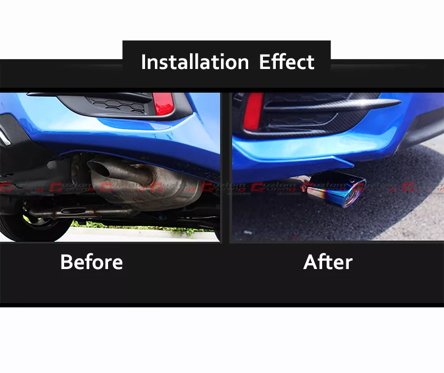 2pcs For 2016-2021 Honda Civic Stainless Blue Burnt Muffler Exhaust Tip Finisher - Image 4