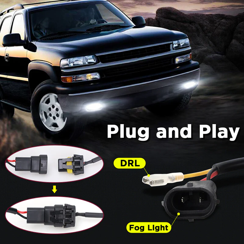 2pcs LED Fog Lights with DRL For 1999-2002 Chevy Silverado, 2000-2006 Suburban & Tahoe (Excludes Z71) - Image 9