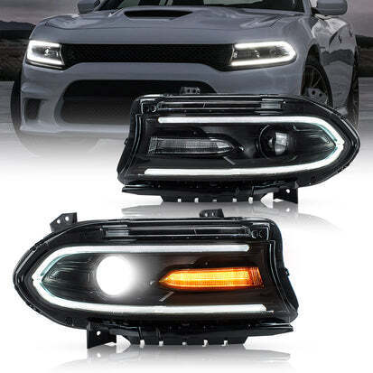Pair For Dodge Charger SRT GT SXT 2015-2022 LED Halo Headlights Bumper Lamps Set