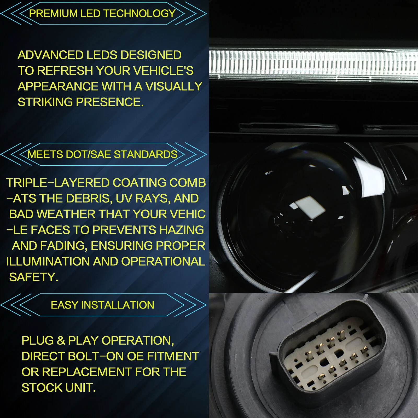 Pair For Dodge Charger SRT GT SXT 2015-2022 LED Halo Headlights Bumper Lamps Set - Image 7