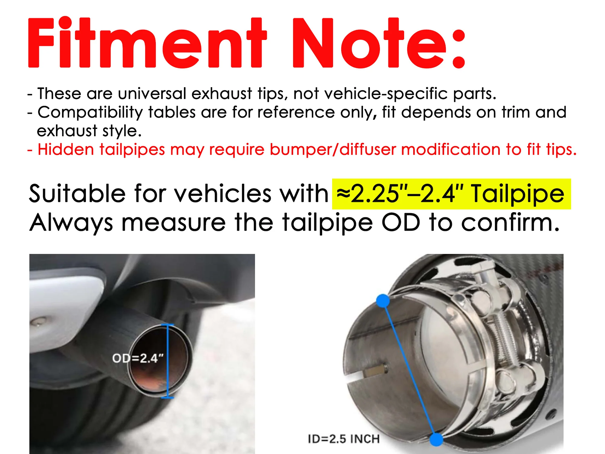 2PCS/Set 2.5" Inlet Carbon Burnt Blue Exhaust Tips Muffler Pipe For Kia Stinger - Image 3