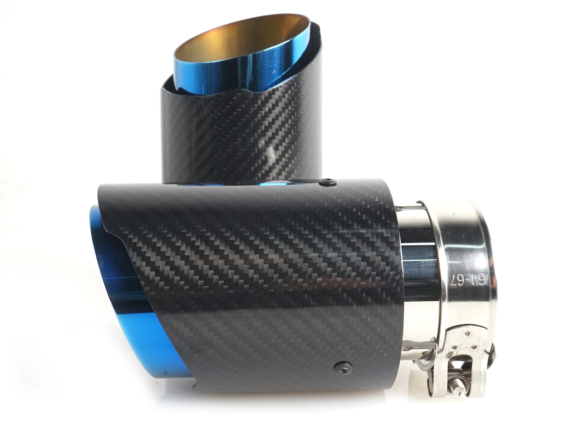 2PCS/Set 2.5" Inlet Carbon Burnt Blue Exhaust Tips Muffler Pipe For Kia Stinger - Image 9