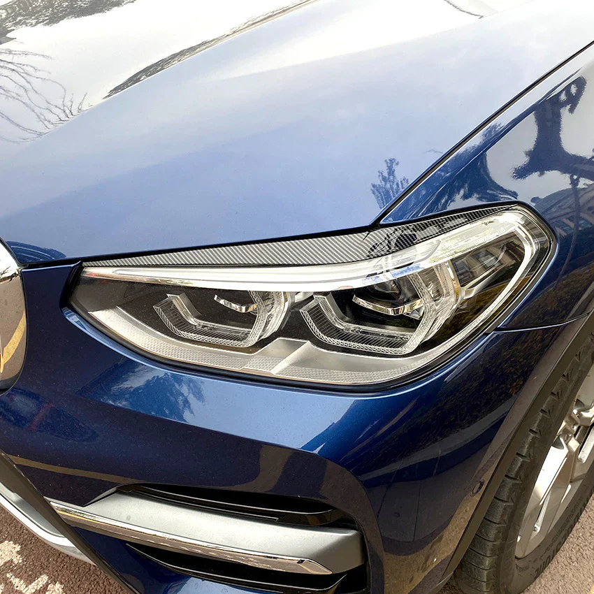Carbon Black Headlight Eyelid Cover Trim For BMW X3 X4 G01 G02 2019-2022 - Image 10