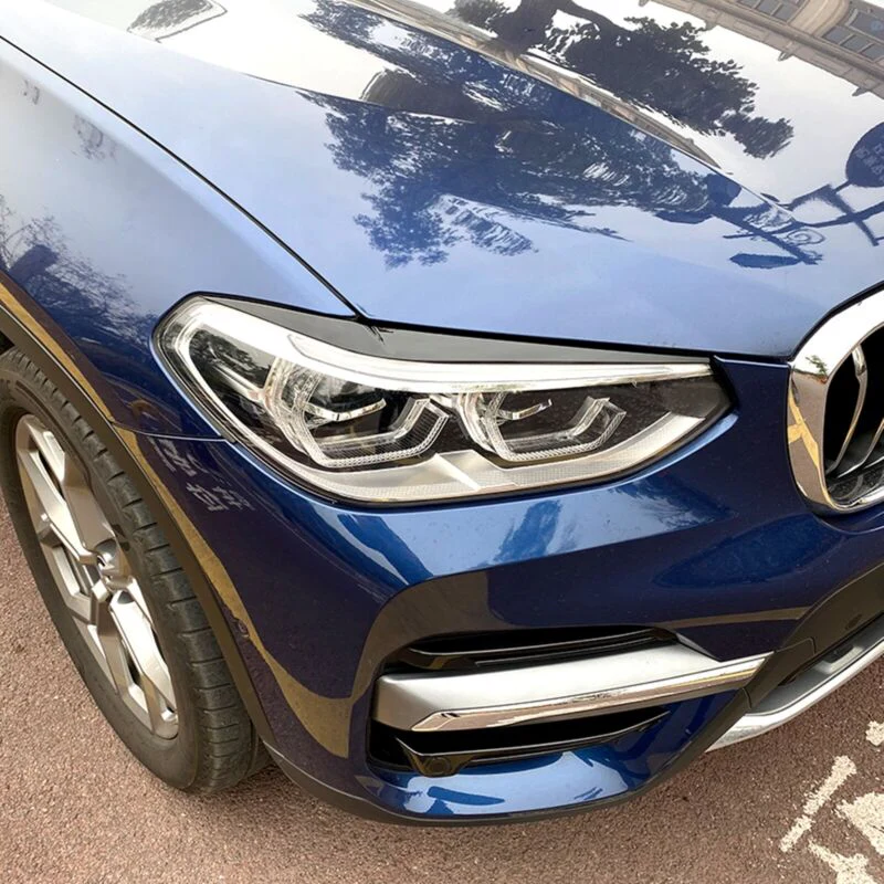 Carbon Black Headlight Eyelid Cover Trim For BMW X3 X4 G01 G02 2019-2022 - Image 4
