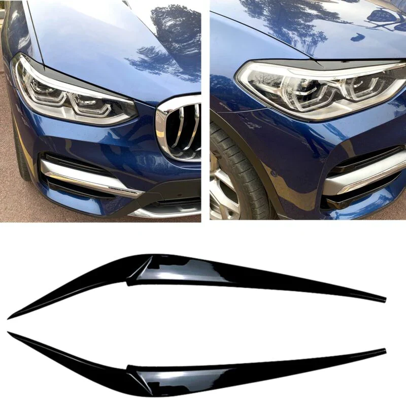Carbon Black Headlight Eyelid Cover Trim For BMW X3 X4 G01 G02 2019-2022 - Image 5