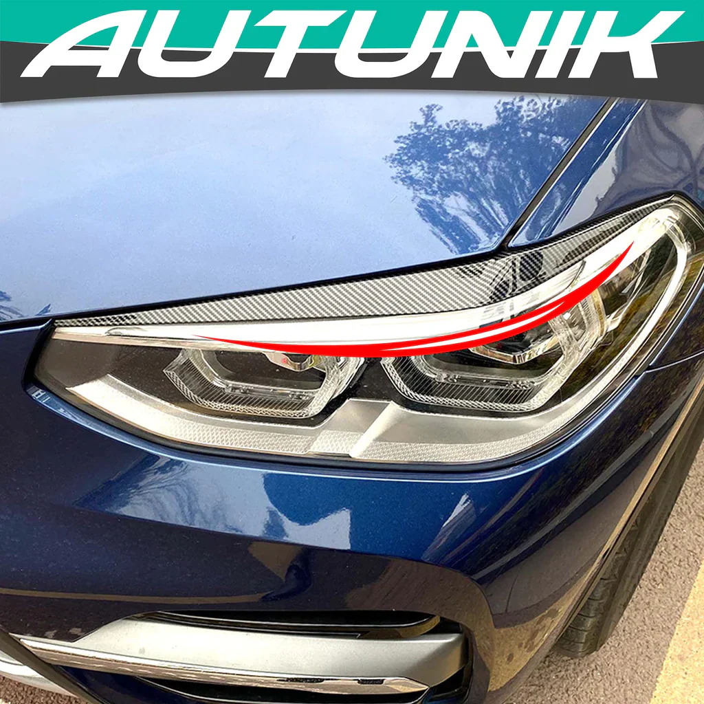 Carbon Black Headlight Eyelid Cover Trim For BMW X3 X4 G01 G02 2019-2022 - Image 8