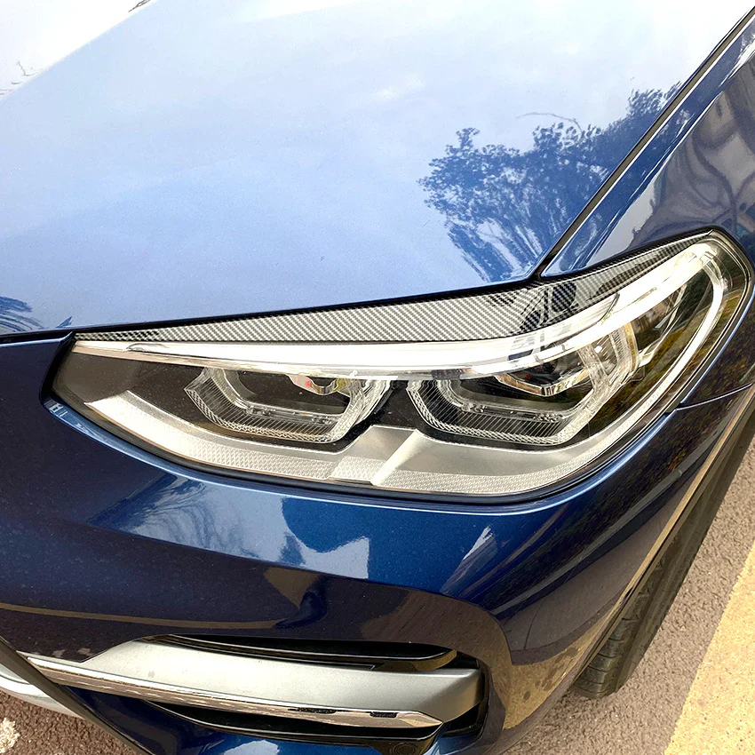 Carbon Black Headlight Eyelid Cover Trim For BMW X3 X4 G01 G02 2019-2022 - Image 9