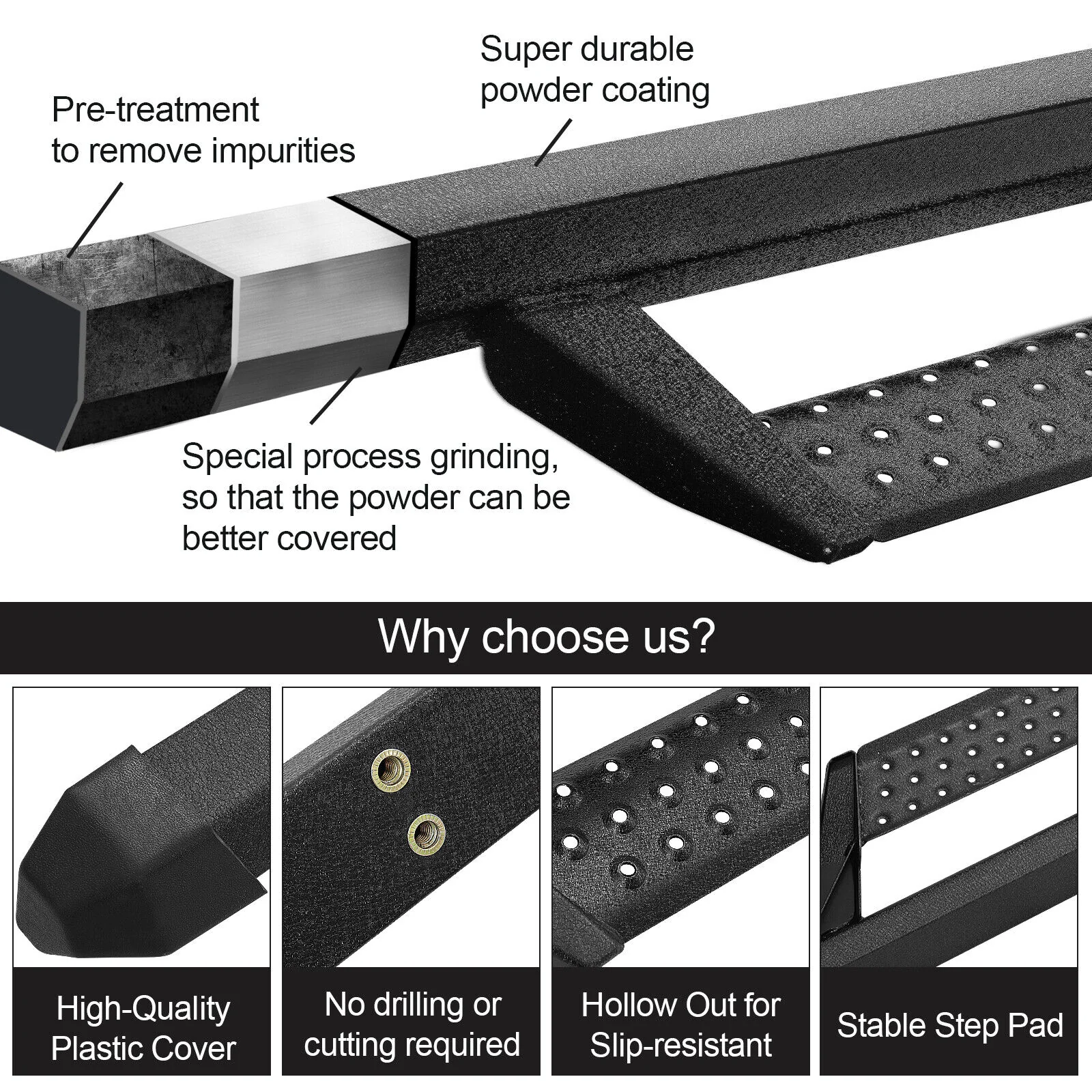 3" Drop Running Boards For 2022-2026 Toyota Tundra Double Cab Side Step Nerf Bar - Image 6