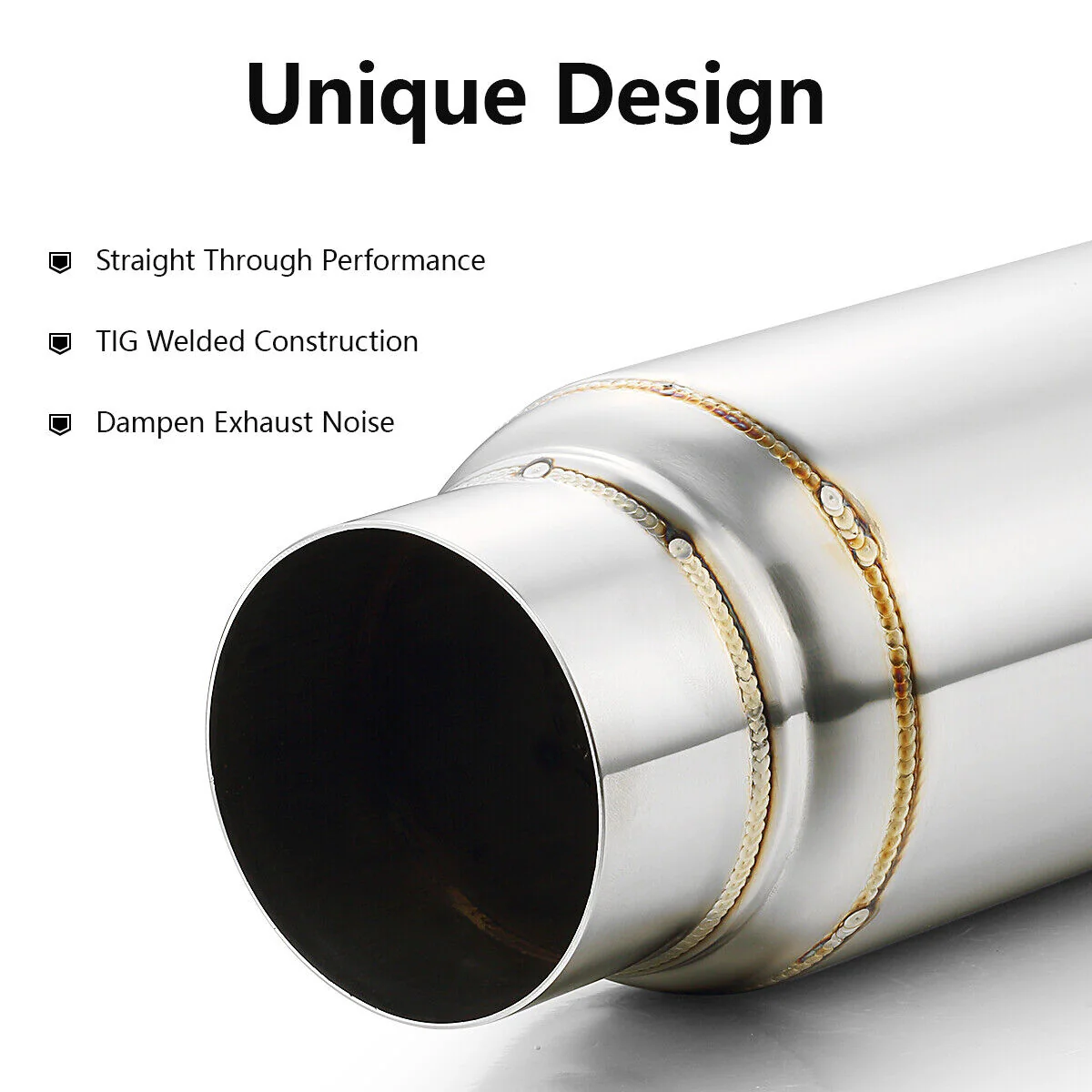 3" Exhaust Resonator, 12" Long Universal Muffler, Deep Tone, Reduce Engine Noise - Image 3
