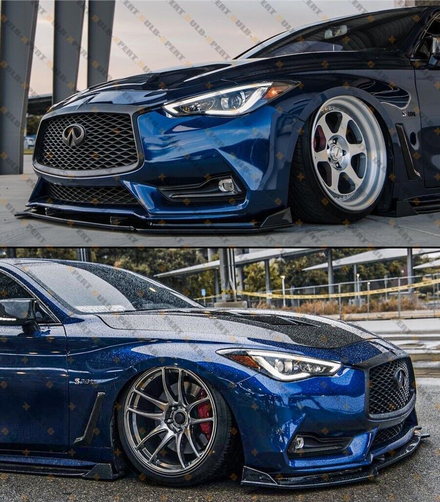 3PC Glossy Black Front Bumper Lip Spoiler Splitter For Infiniti Q60 2017-2022 - Image 5