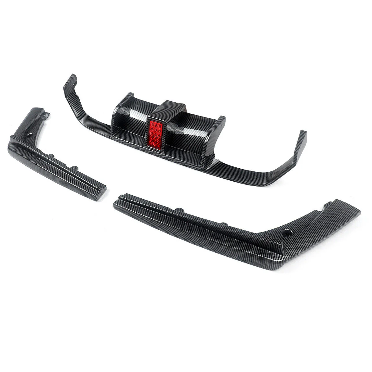 3PCS Carbon Fiber Look Rear Diffuser W/ LED Light for BMW F80 M3 F82 F83 M4 2015-2020 - Image 4