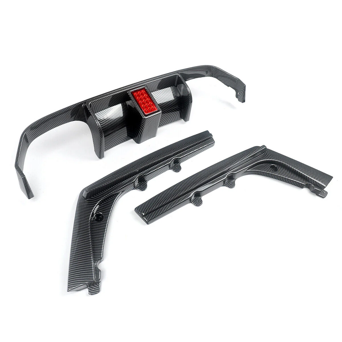 3PCS Carbon Fiber Look Rear Diffuser W/ LED Light for BMW F80 M3 F82 F83 M4 2015-2020 - Image 6