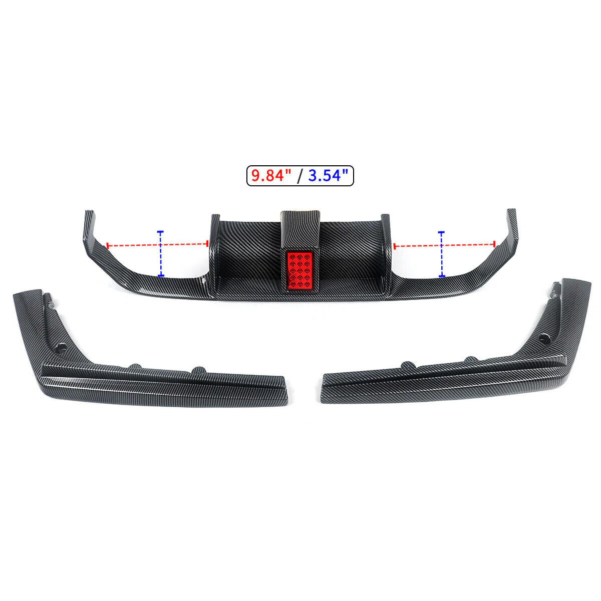 3PCS Carbon Fiber Look Rear Diffuser W/ LED Light for BMW F80 M3 F82 F83 M4 2015-2020 - Image 7
