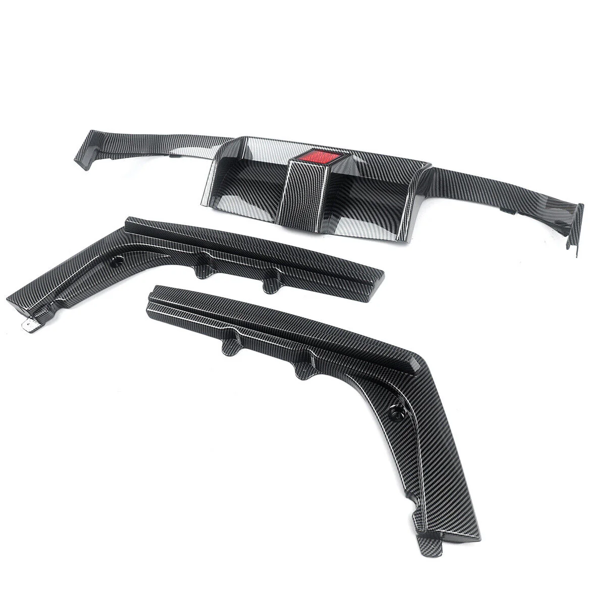 3PCS Carbon Fiber Look Rear Diffuser W/ LED Light for BMW F80 M3 F82 F83 M4 2015-2020 - Image 8