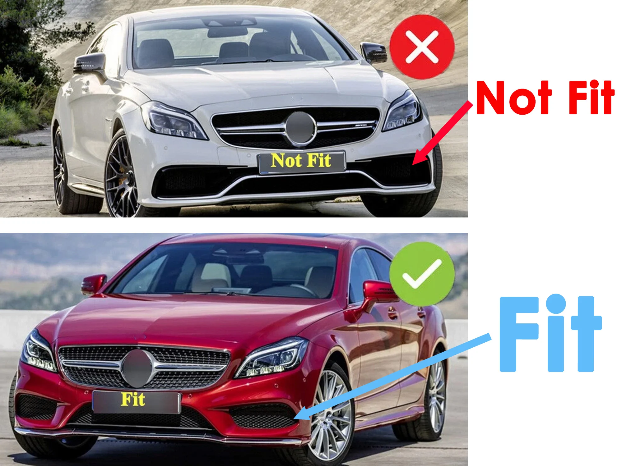 3pcs Chrome Front Bumper Lip Molding Trim For Mercedes W218 CLS CLS400 CLS550 2015-2018 di123 - Image 4