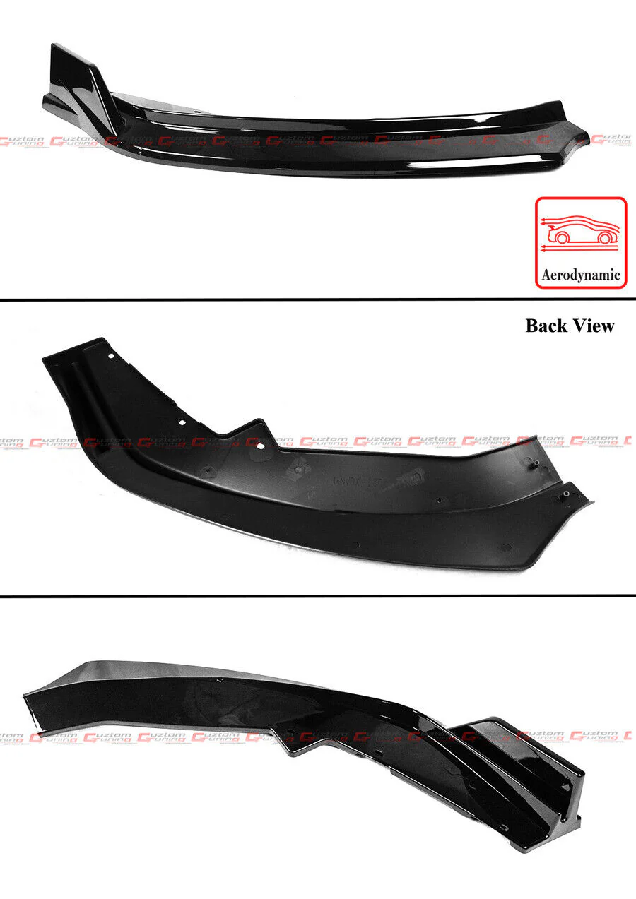 3pcs Glossy Black Front Bumper Lip Splitter Kit For 2024+ Nissan Sentra Sedan - Image 4