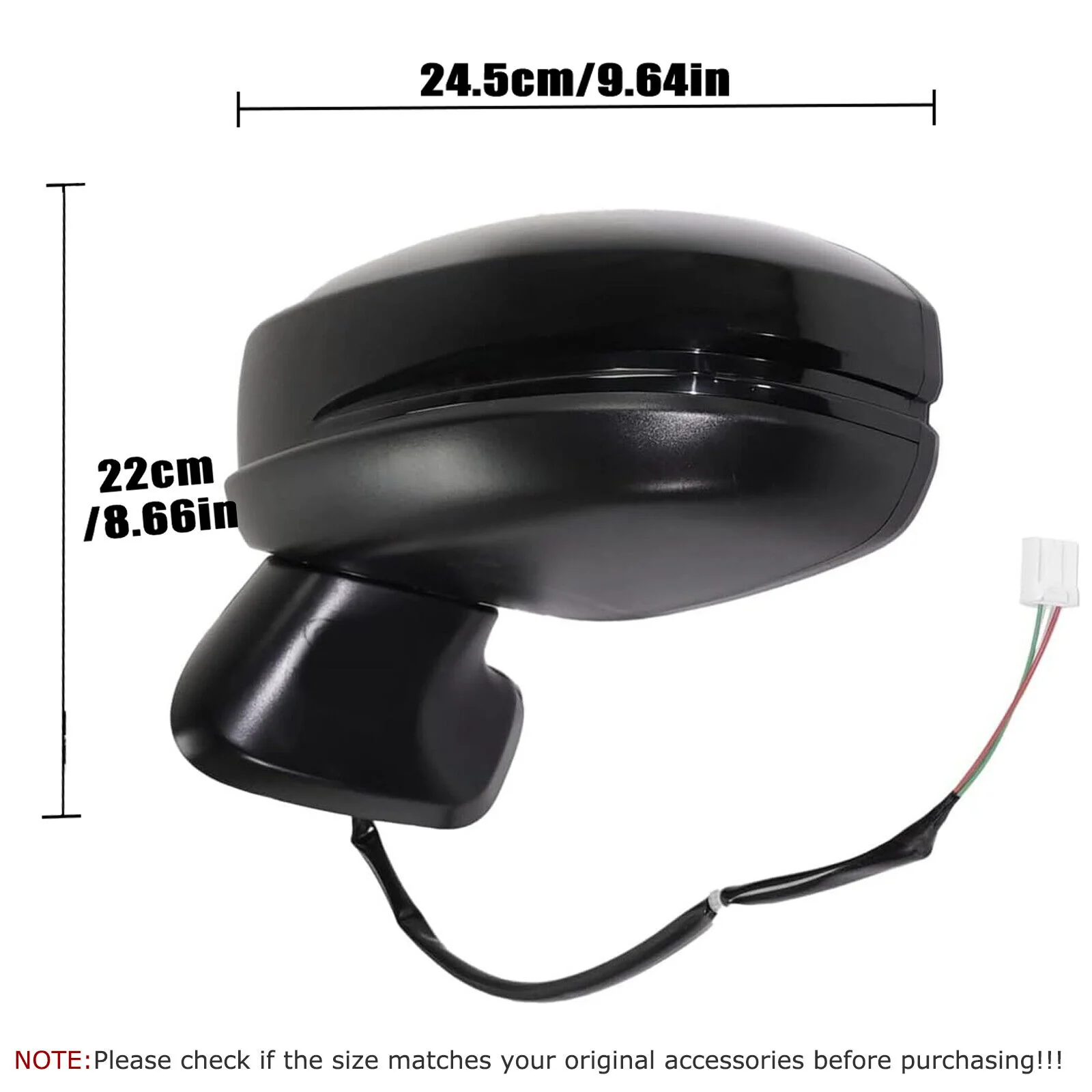 3Pin Left+Right Side Mirror Assembly Black For Honda Fit 2015-2019 2020 Non-heated Manual Fold - Image 4