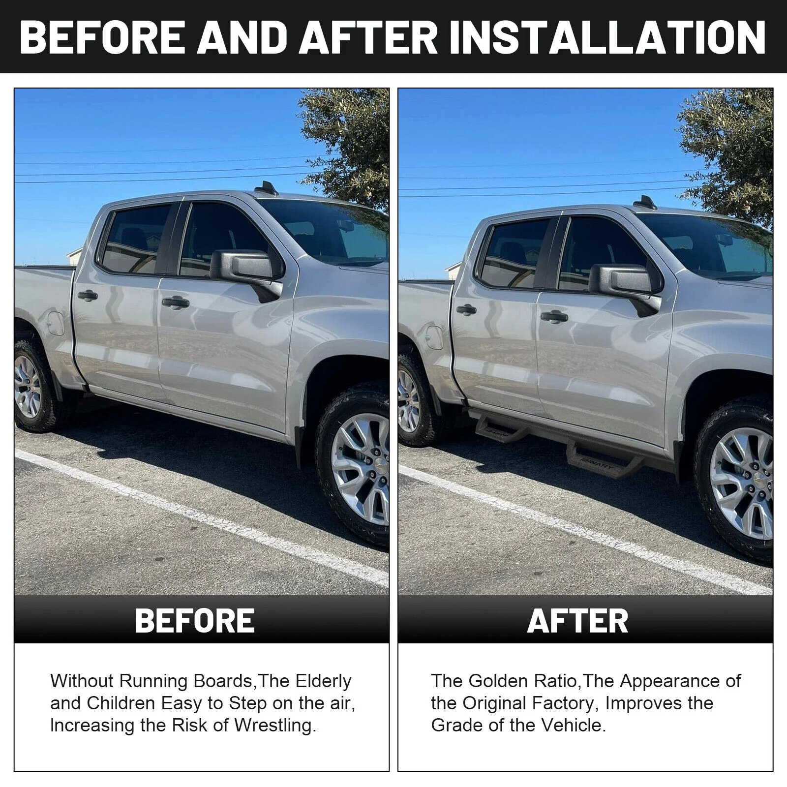 4.3 Inches Drop Down Side Step For 2024-2026 Toyota Tacoma Double/Crew Cab Running Board Nerf Bar Side Step - Image 4