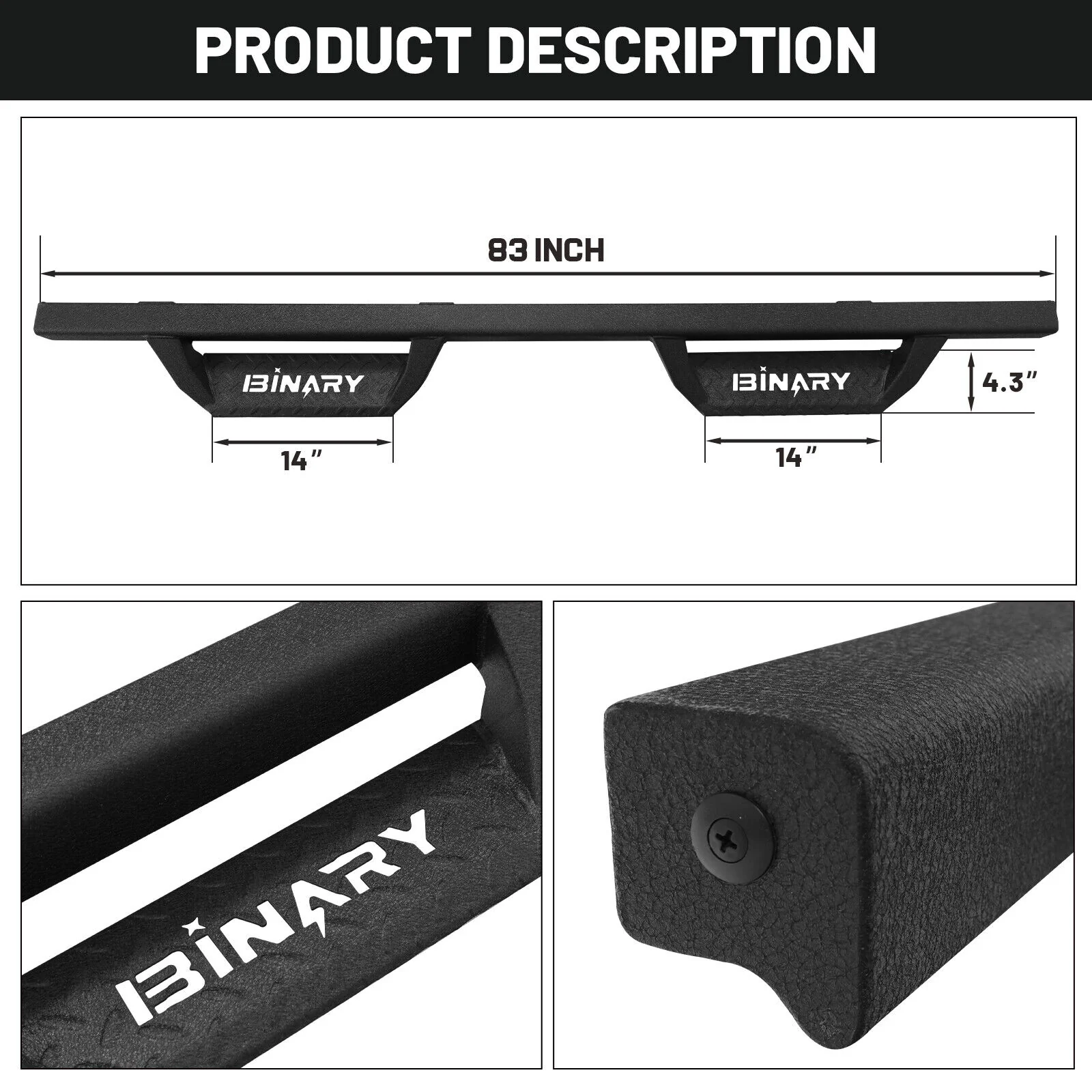 4.3 Inches Drop Down Side Step For 2024-2026 Toyota Tacoma Double/Crew Cab Running Board Nerf Bar Side Step - Image 7