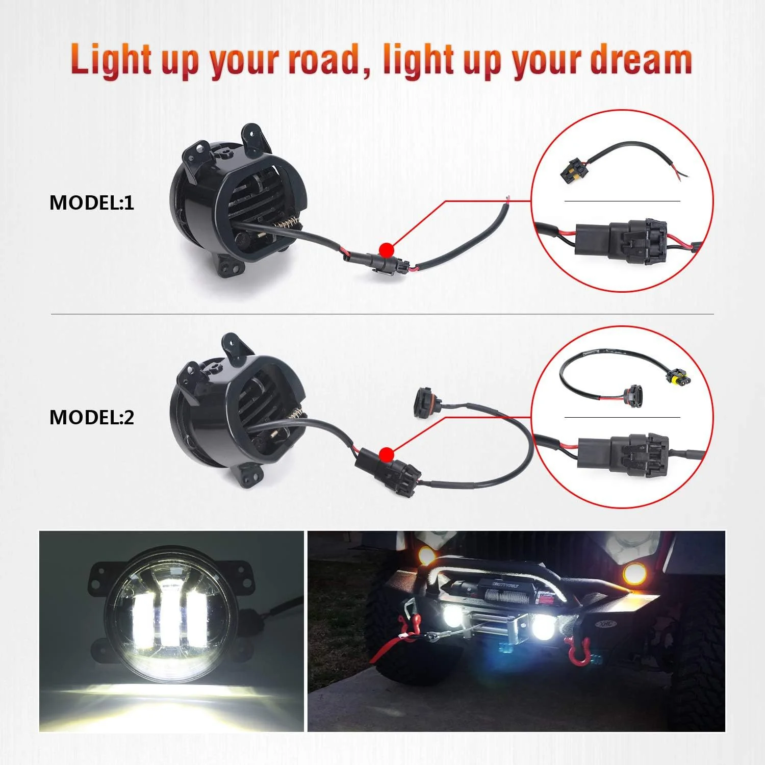 4 INCH LED Fog Lights for Jeep Wrangler JL JT JK Rubicon 2007-2013 - Image 5