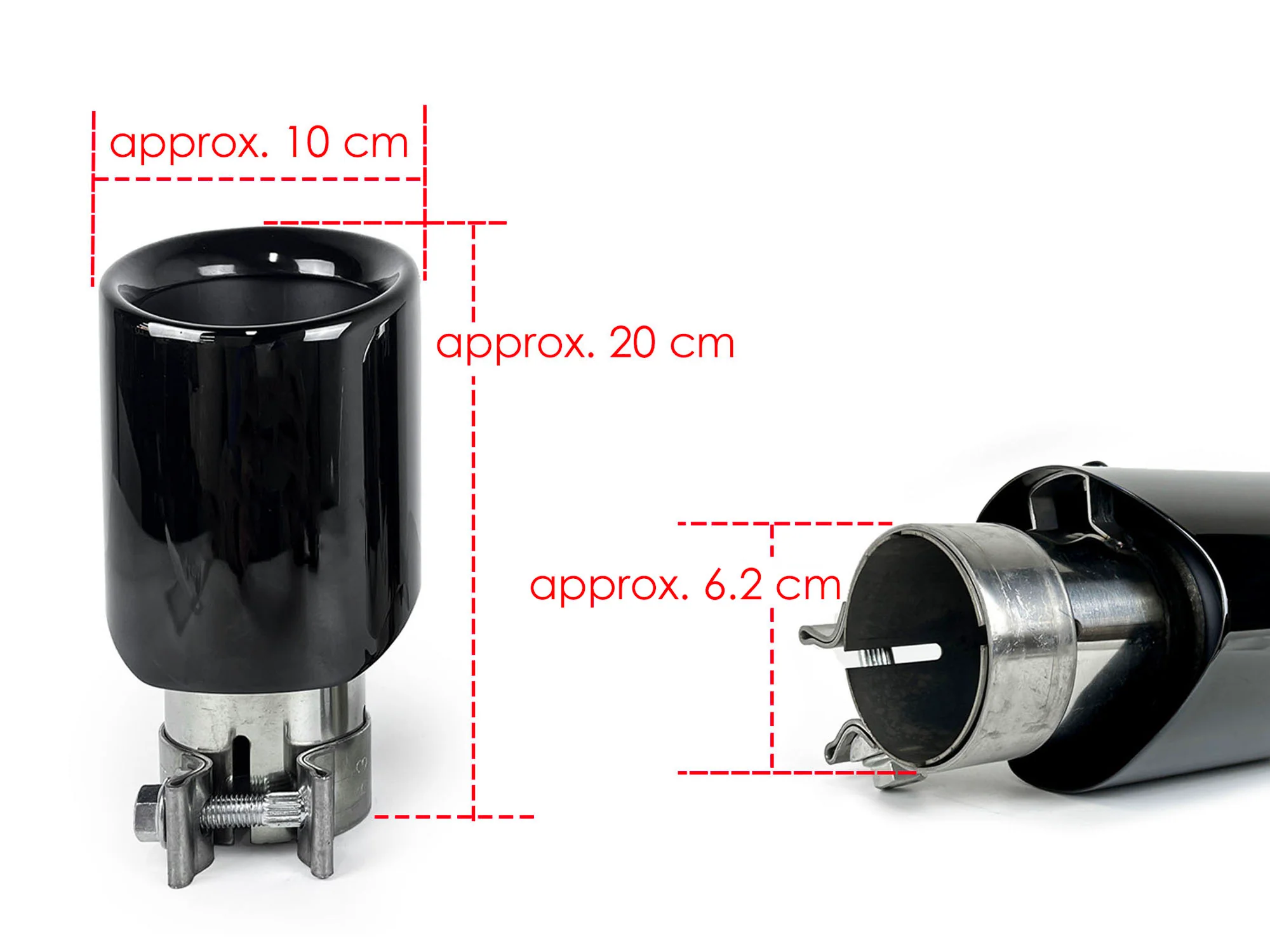 4x 62mm Universal Exhaust Tips Black/Chrome Clamp-On for Porsche Cayenne Macan Panamera - Image 18