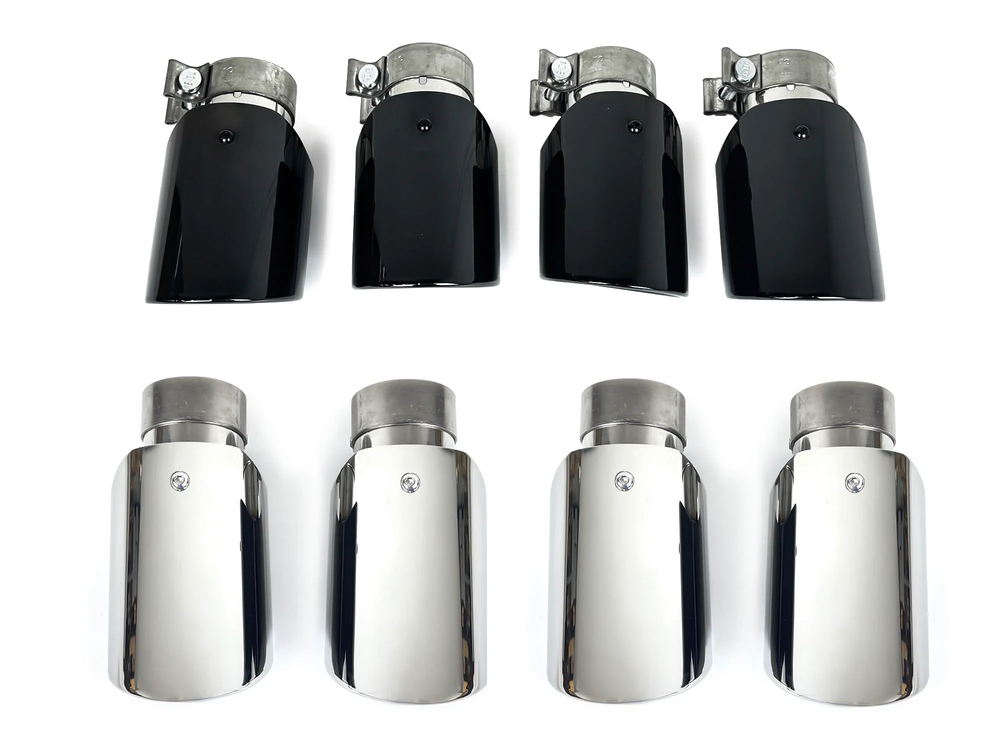 4x 62mm Universal Exhaust Tips Black/Chrome Clamp-On for Porsche Cayenne Macan Panamera - Image 5