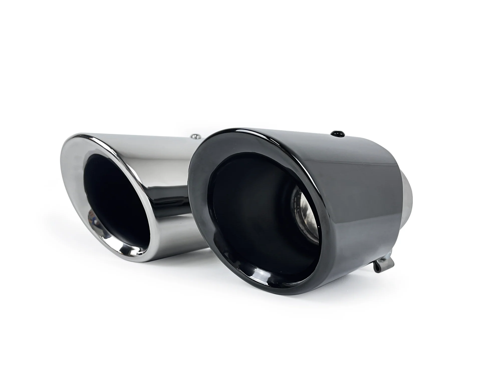 4x 62mm Universal Exhaust Tips Black/Chrome Clamp-On for Porsche Cayenne Macan Panamera - Image 6