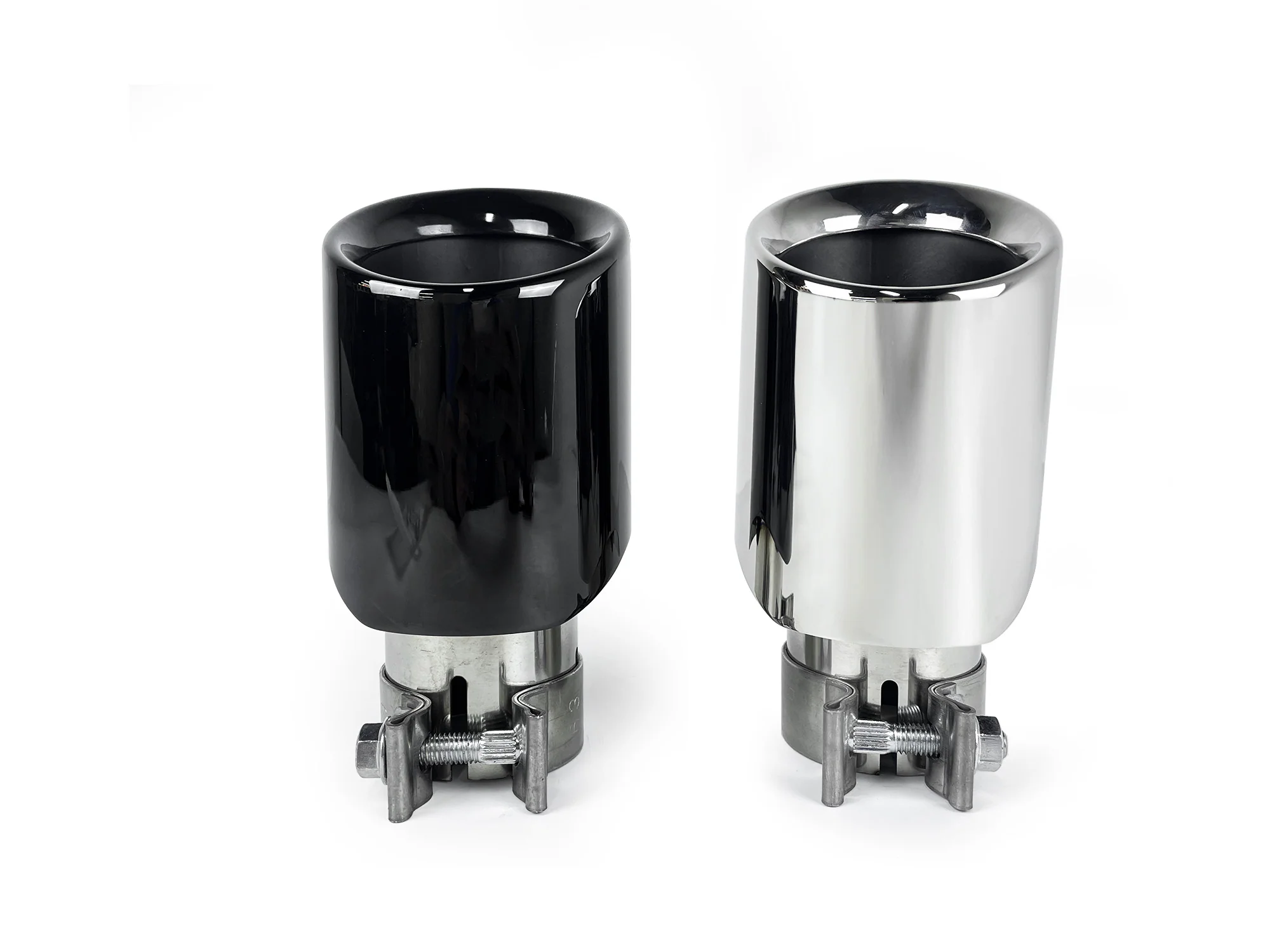 4x 62mm Universal Exhaust Tips Black/Chrome Clamp-On for Porsche Cayenne Macan Panamera - Image 7