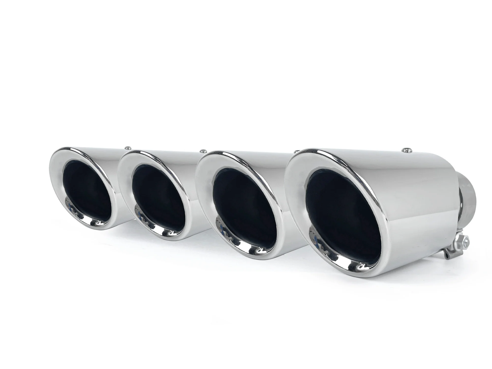 4x 62mm Universal Exhaust Tips Black/Chrome Clamp-On for Porsche Cayenne Macan Panamera - Image 8