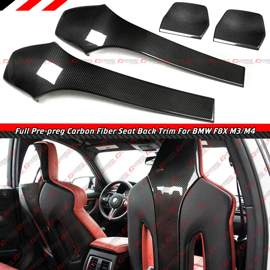4pcs Front & Rear Front & Rear Seat Back Covers For 2015-2020 BMW F80 M3 F82 M4 Prepreg Carbon Fiber Seat Back Trims - Image 2
