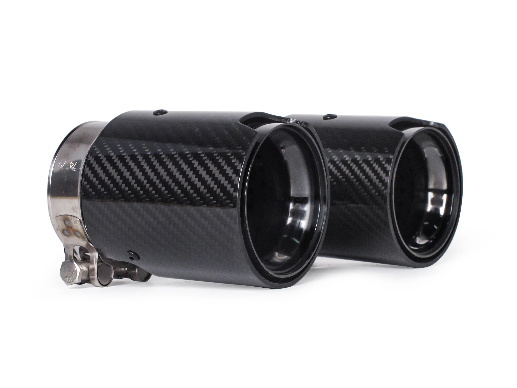 Inlet 3" to Outlet 3.86"Glossy Black Carbon Fiber Exhaust Tip Black 4pcs - Image 5