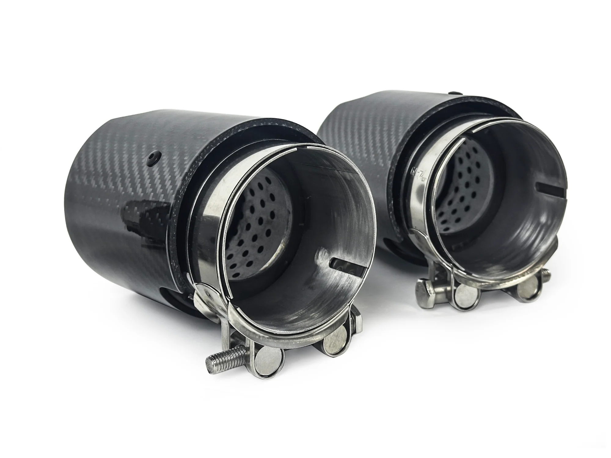 Inlet 3" to Outlet 3.86"Glossy Black Carbon Fiber Exhaust Tip Black 4pcs - Image 6